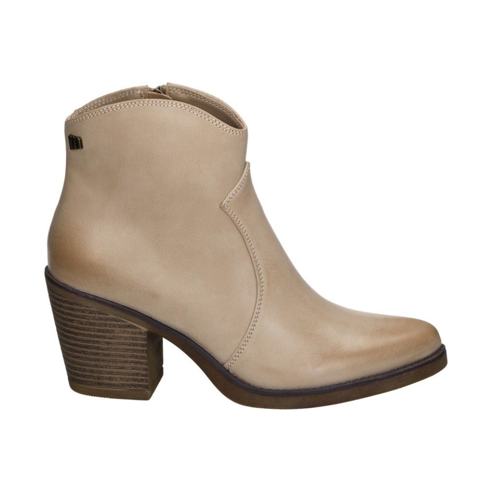 MTNG | Botines Camperos con Tacón Mustang Tijuana para Mujer – Botines Cowboy en Color Arena – Botín de Tacón con Cremallera Lateral – Tacón Medio y Cómodo – Polipiel – Versátiles – Modelo 54155