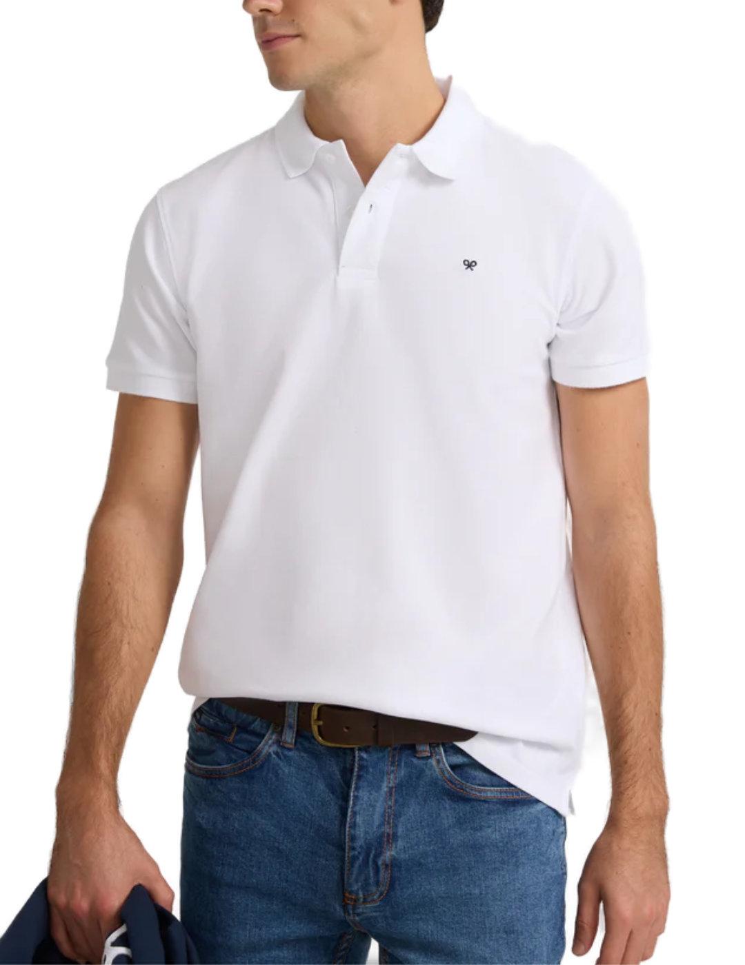 Polo Silbon clasico liso blanco manga corta para hombre