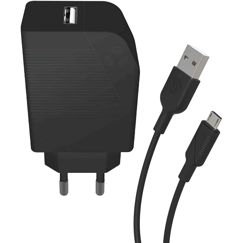 Muvit for Change Pack Cargador USB 2.4A 12W + Cable Micro USB 2.4A 1.2m Negro