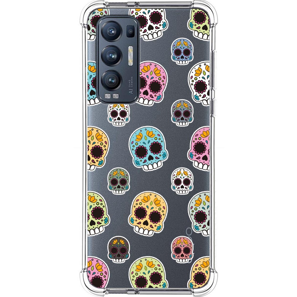Tumundosmartphone Funda Silicona Antigolpes para Oppo Find X3 Neo 5G diseño Catrina Dibujos
