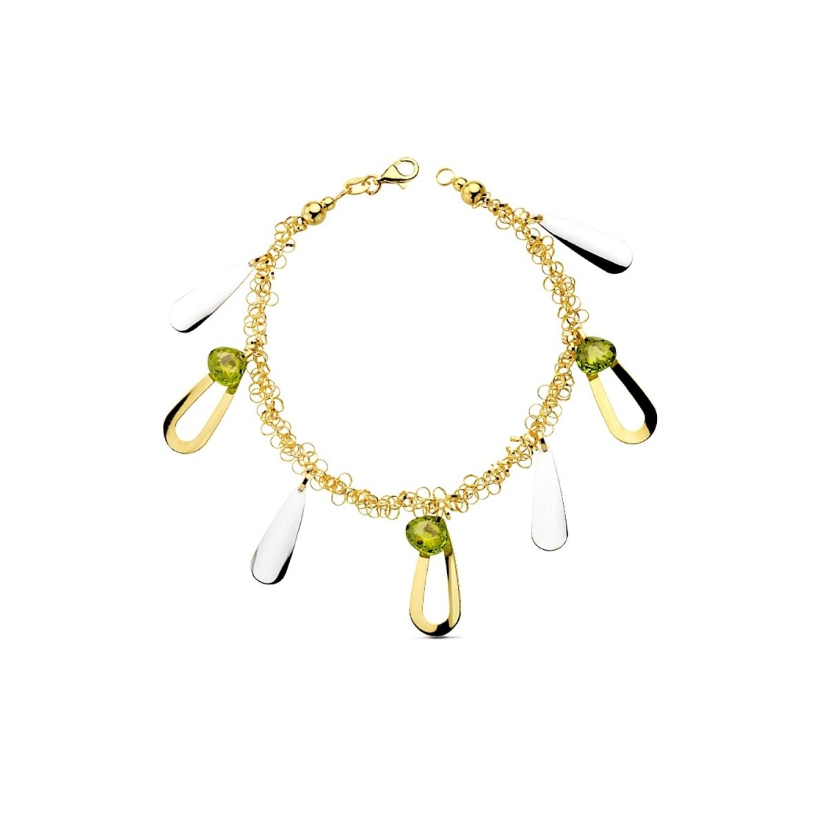 Pulsera oro 18k bicolor charms 19cm. 10,65gr.