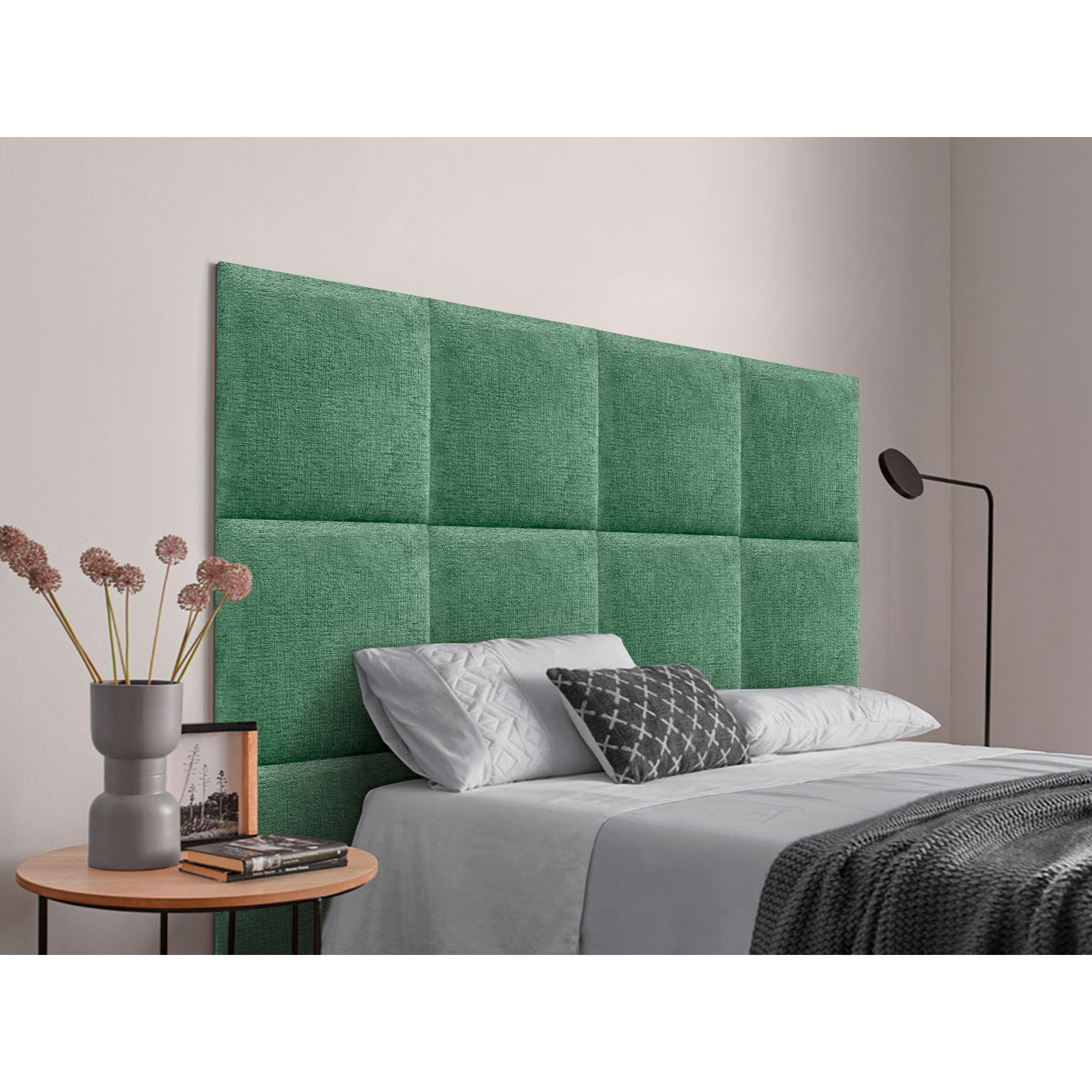 DHOME Cabecero Tapizado Compuesto de Paneles Autoadhesivos Intercambiables de Lana Ecológica Premium Cama Lujo