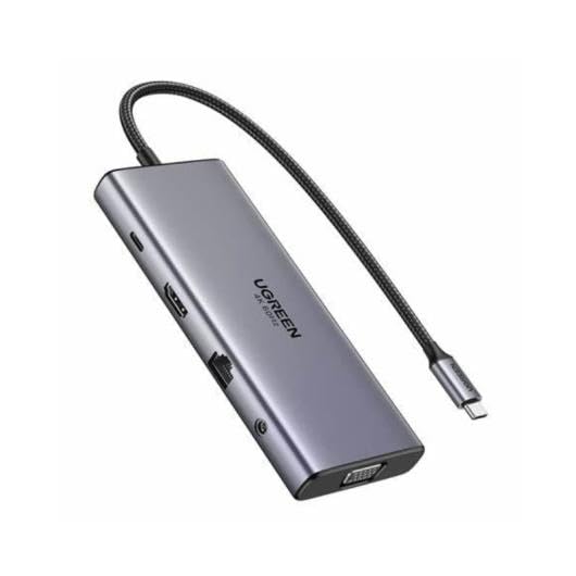 UGREEN Hub 11-en-1 USB-C 3xUSB-C 2xUSB-A HDMI VGA RJ45 SD TF 3.5mm Grey
