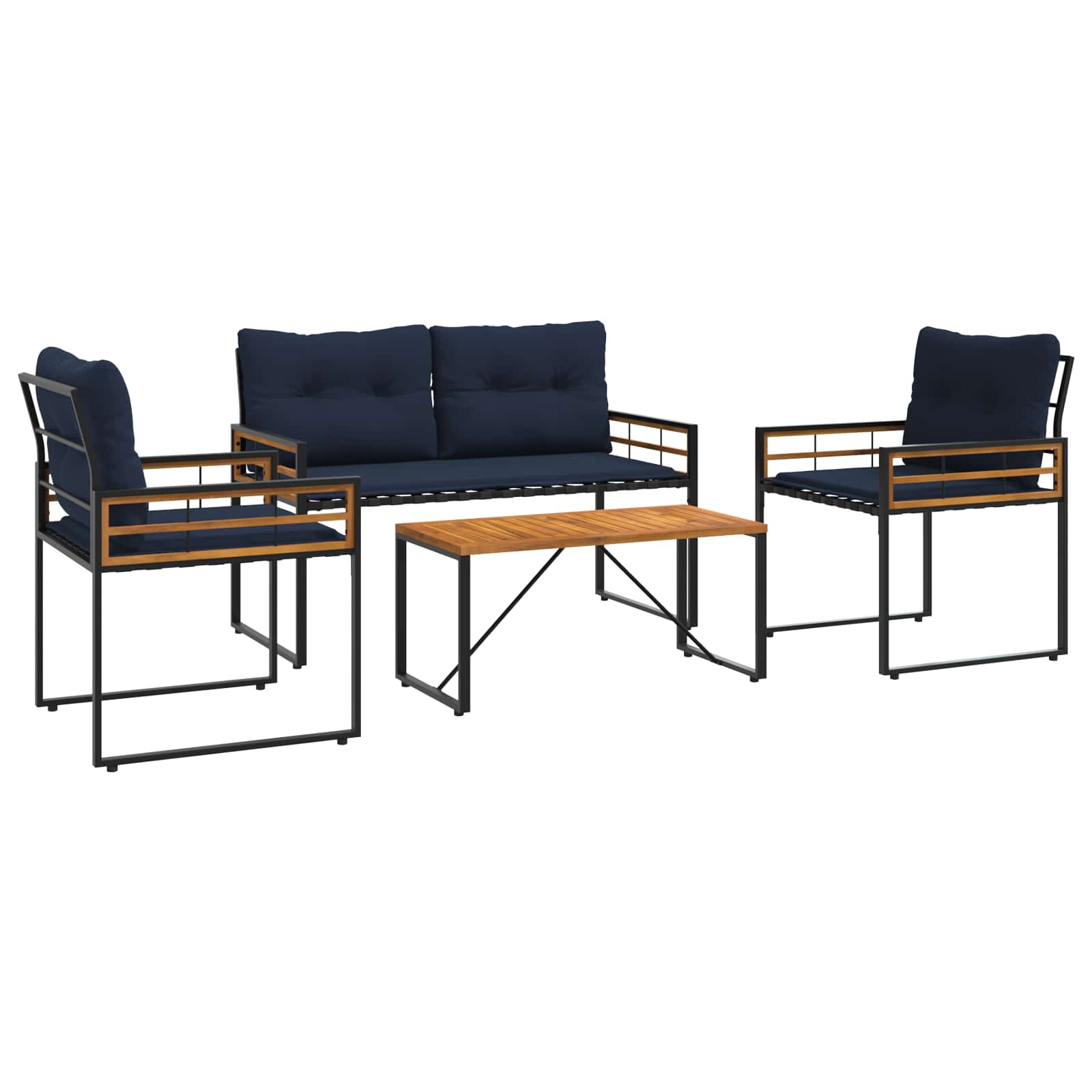 vidaXL Juego de muebles de exterior con cojín 4 pcs