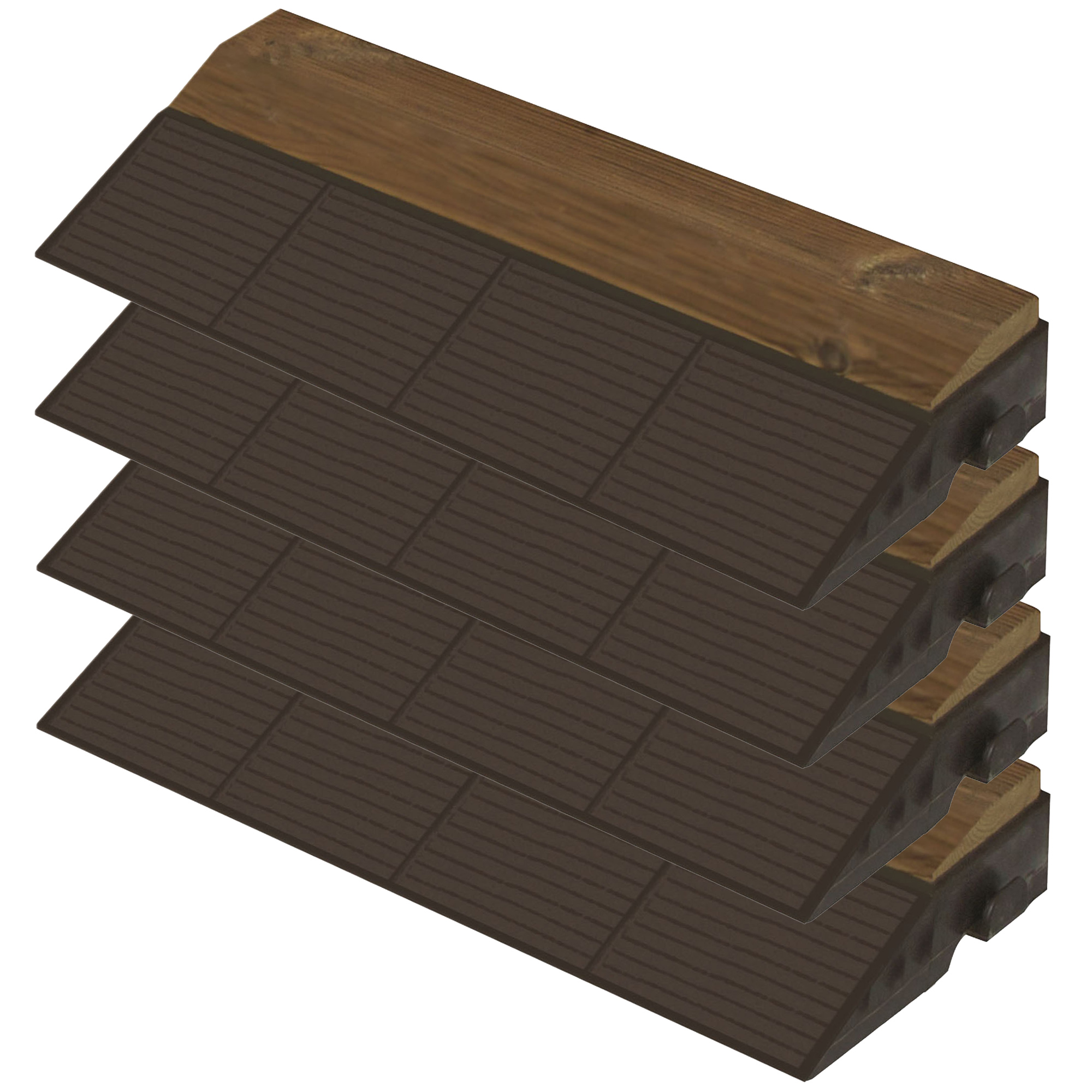 Wellhome Pack 4 Remates en Madera para Suelo Exterior Combi-Wood 39x20,5x6 Cm