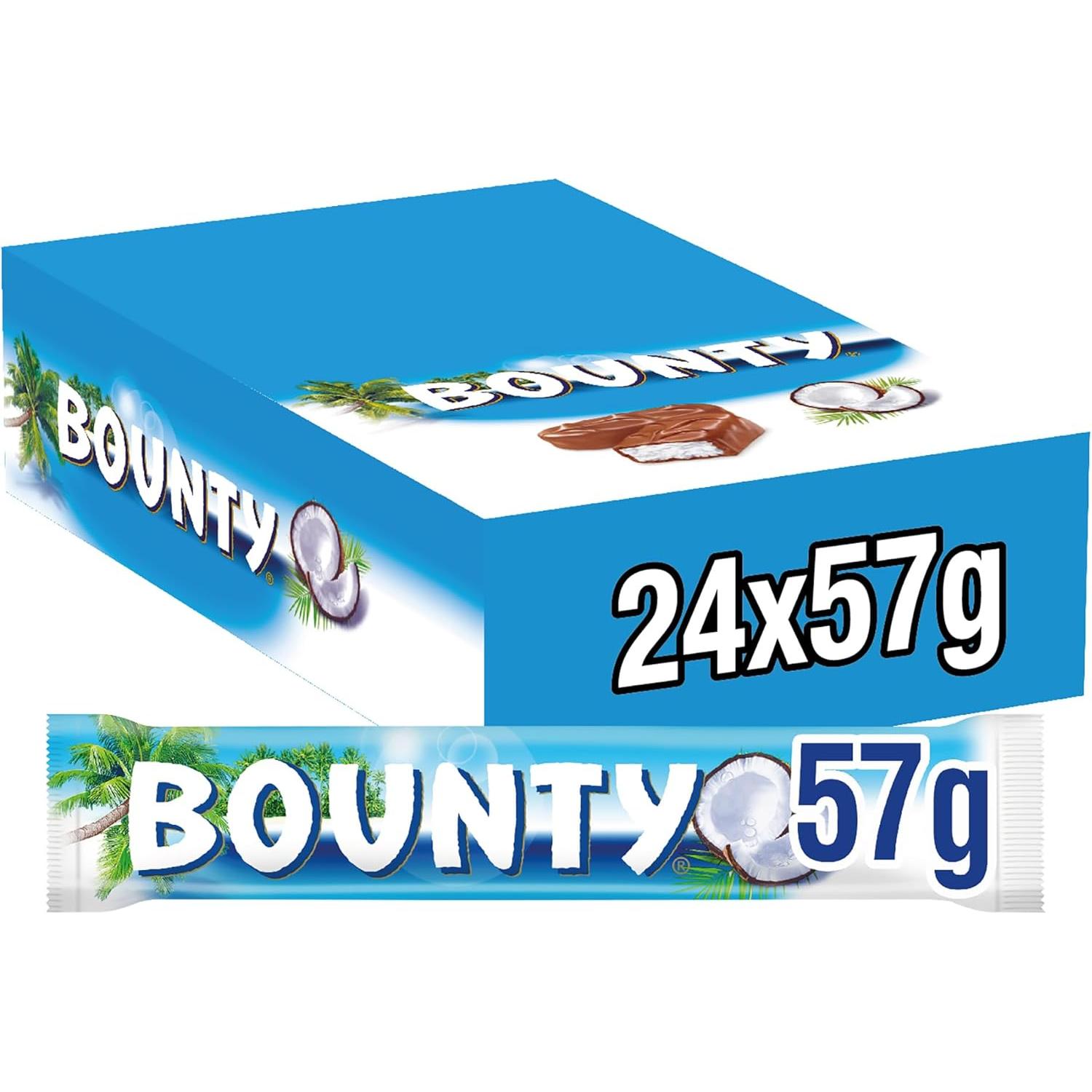 Bounty Chocolatina de Coco recubierta con un delicioso Chocolate con leche (24 Unidades de 57g)