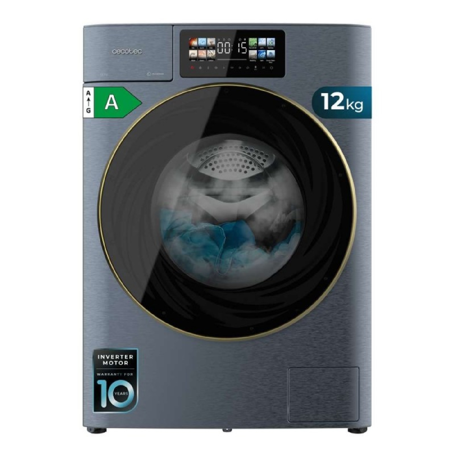 Cecotec Lavadora Carga Frontal Bolero DressCode 12950 Autodose Direct Drive 3D Titanium