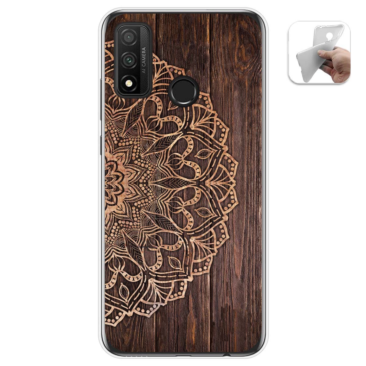 Tumundosmartphone Funda Gel Tpu para Huawei P Smart 2020 diseño Madera 06 Dibujos
