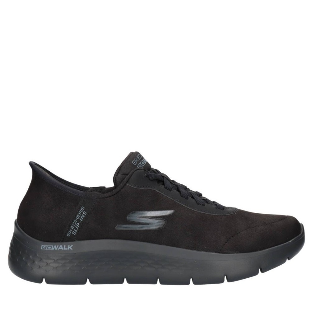 Cómoda  Zapatilla hombre Skechers SLIP-INS GO WALK FLEX SMOOTH MOTION en malla negra. Plantilla Memory Foam® Skechers Hands Free Slip-ins calzarte sin manos. Altura Tacón bajo (1-3 cm) Referencia 216326-BBK