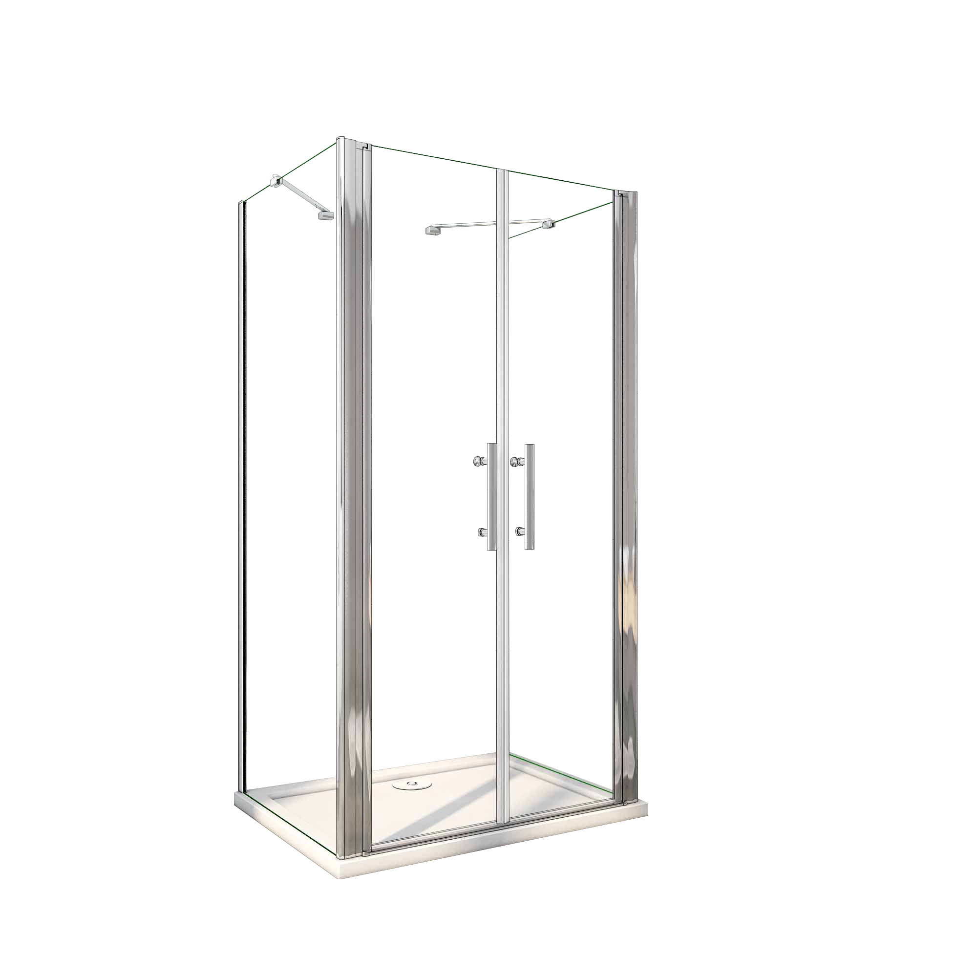 Mampara de Ducha Frontal Abatible 2 Hojas+Paneles Laterales,Vidrio Antical 6mm,Perfil Cromado,(680-700)x(1034-1074)x(680-700)x1950mm