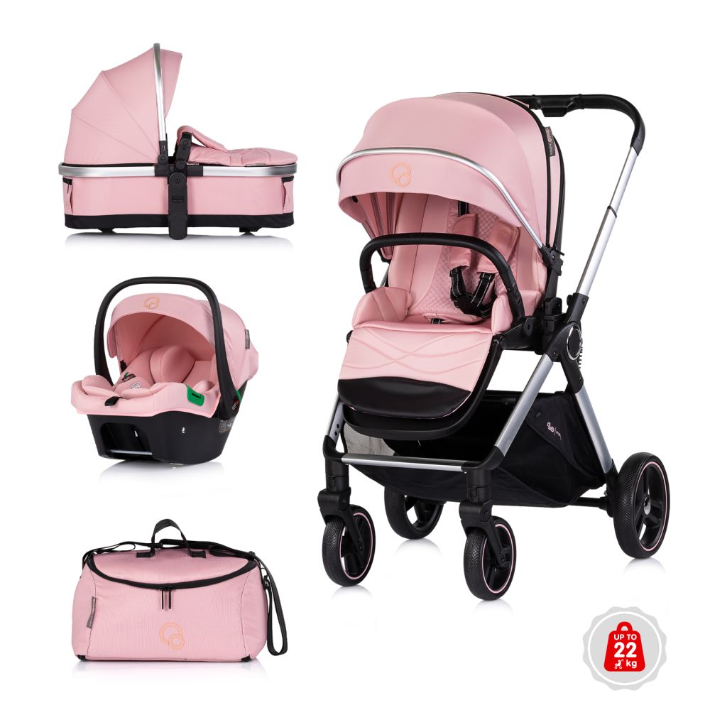 Carrito de Bebé 3 en 1 EUPHORIA Chipolino con Capazo, Silla Reversible y Silla de Coche hasta 22 kg