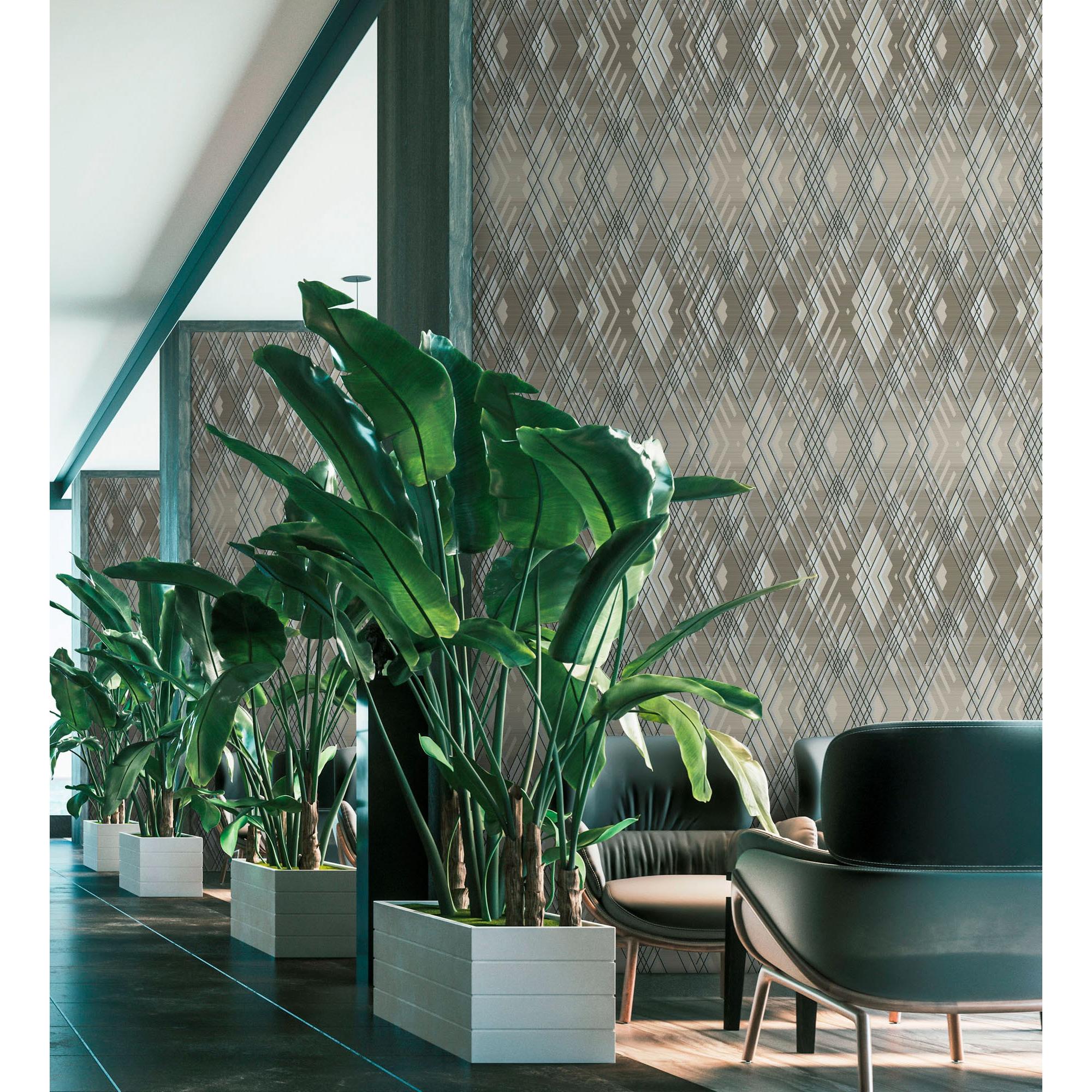 Papel pintado vinílico geométrico con relieve y efectos metalizados - Angular Metric 681685 de GAULAN - Rollo de 10 m x 1,06 m