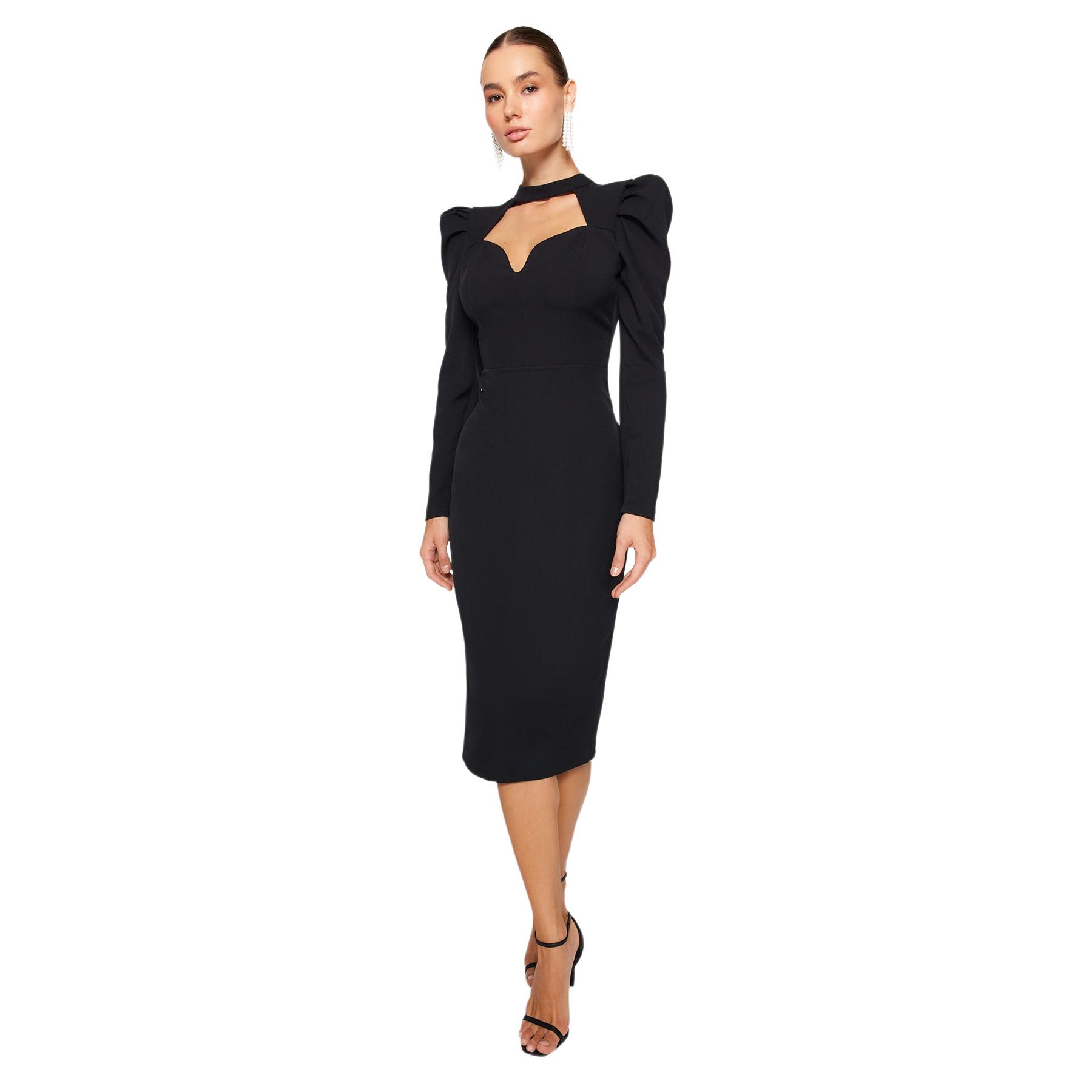 Trendyol Mujer Negro Vestido De - Elegante Y Cómodo Talla 42