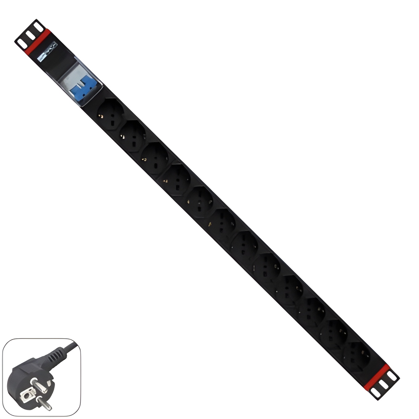 Regleta rack wp 1u 12 enchufes schuko con magnetotermico