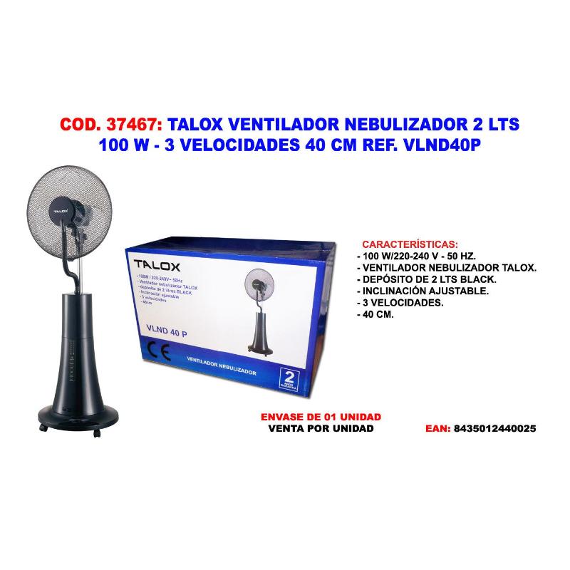 Talox ventilador nebulizador 2 lts.100w 3vel.40cm fs-1619r