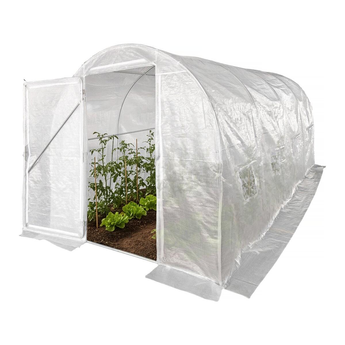 Habitat y Jardin - Invernadero de túnel "Mimosa" con puerta - 9 m² - 180 g - Blanco