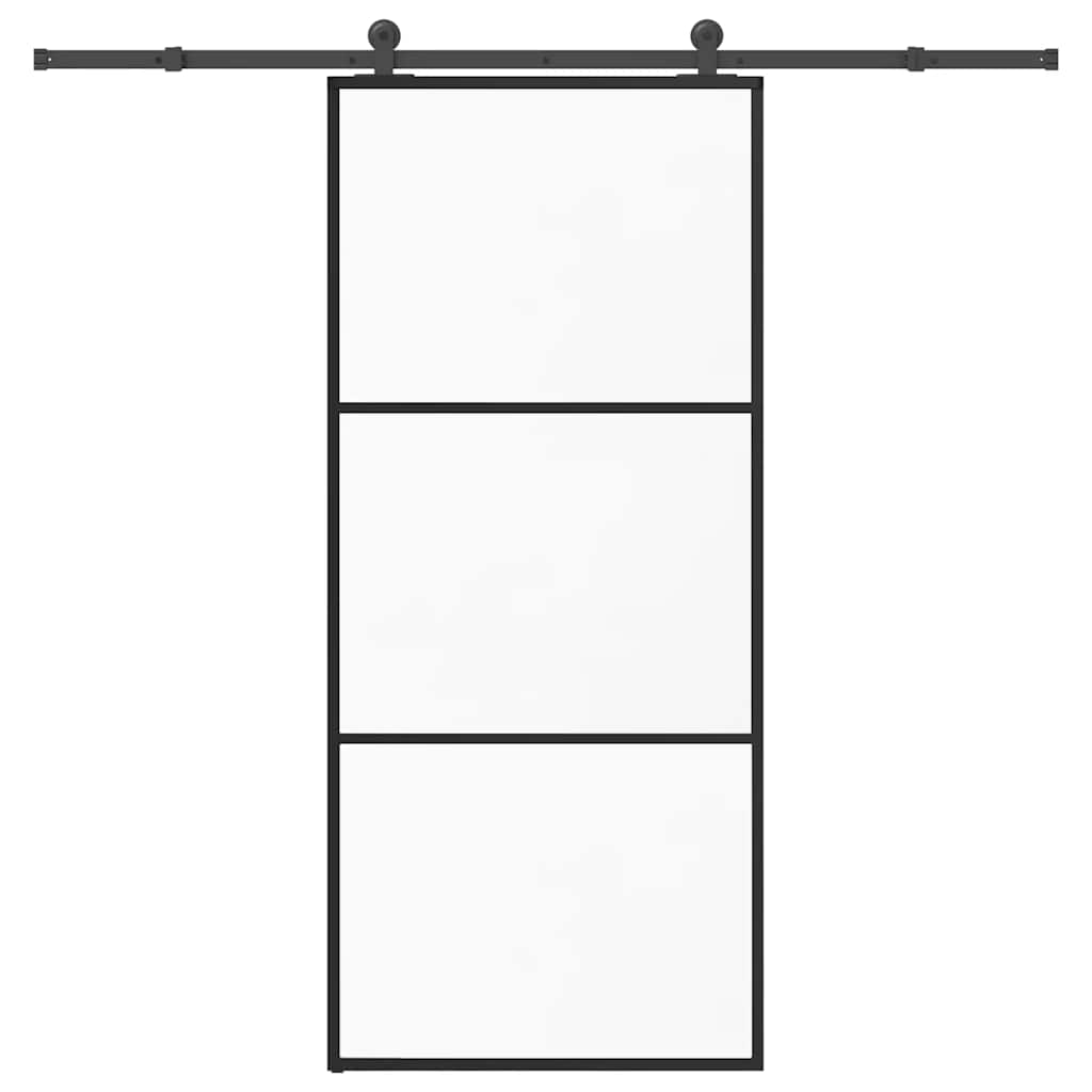 vidaXL Puerta corredera con set herrajes vidrio ESG aluminio 90x205 cm