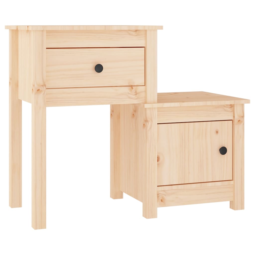 Mesita de Noche Vidaxl Madera Maciza Pino 79,5x38x65,5 Cm