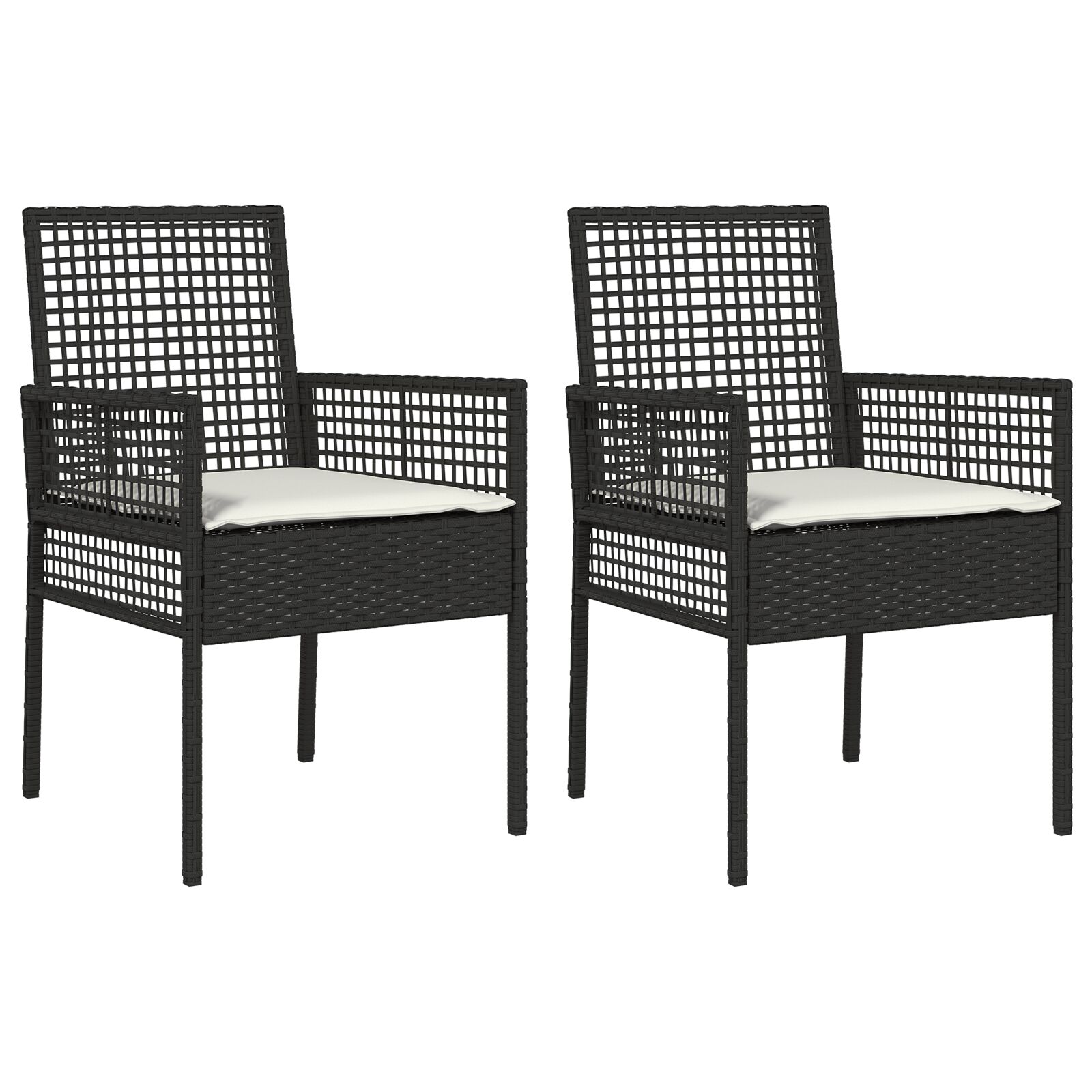 Sillas de Jardín vidaXL 2 pcs con Cojines Negro Poliratán