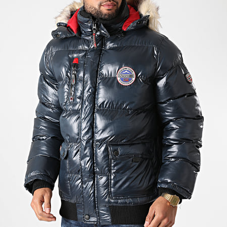 Geographical Norway Belphegore Hombre - Chaqueta de pluma acolchada con  capucha y piel sintética Navy