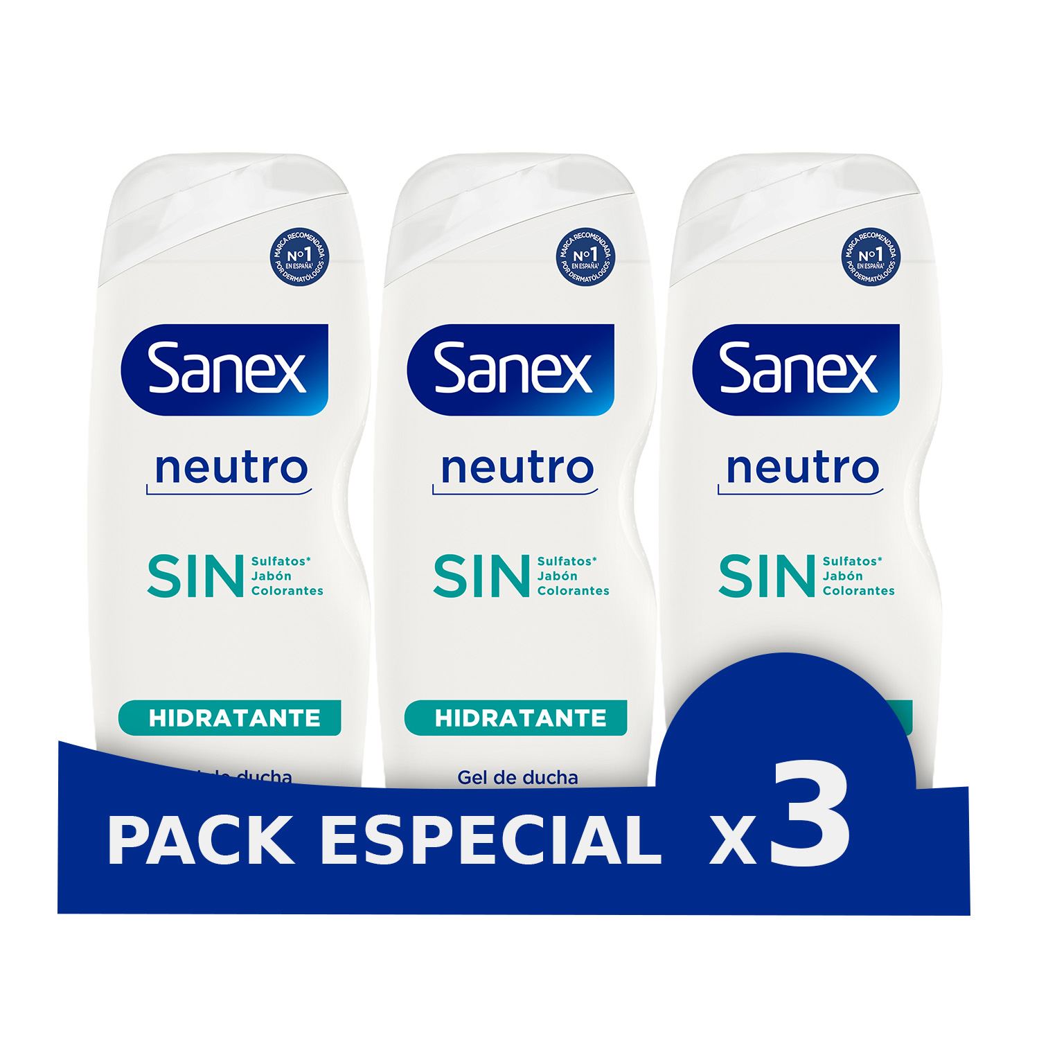 Gel de Ducha Sanex Neutro Hidratante todo tipo de piel 600 ml - Pack x3 / Pack x6