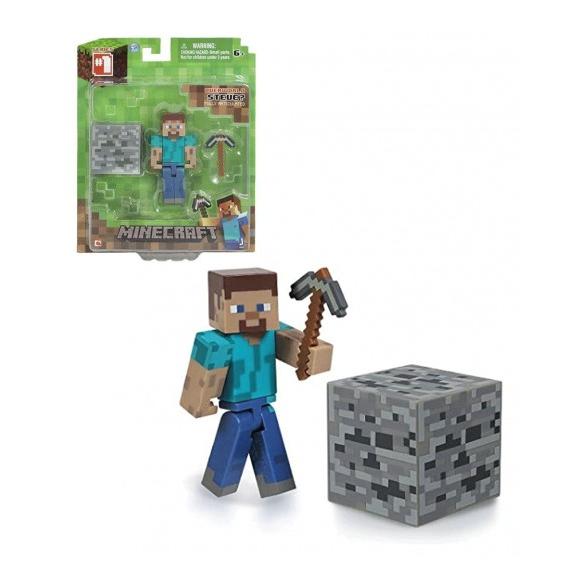 Figura Coleccionable Minecraft Steve con Accesorios Incluidos 7 Cm