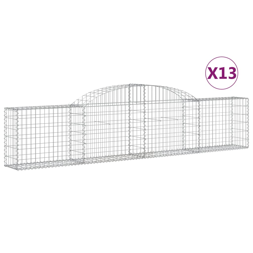 vidaXL Cestas gaviones 13 uds forma de arco hierro Dimensiones 200 x 50 x 60/80 cm,  200 x 50 x 80/100 cm,  200 x 50 x 100/120 cm y mas