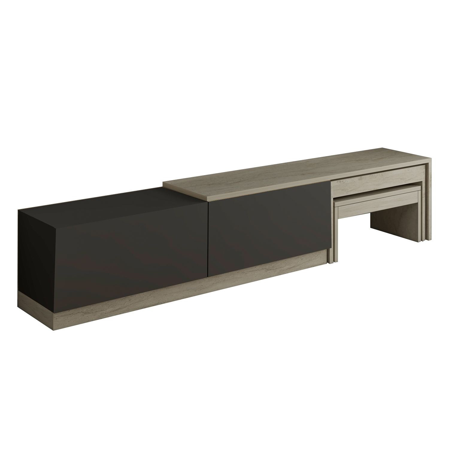 Habitat y Jardin - Soporte de TV de madera "Nest" - 180 x 30 x 36 cm - Gris antracita