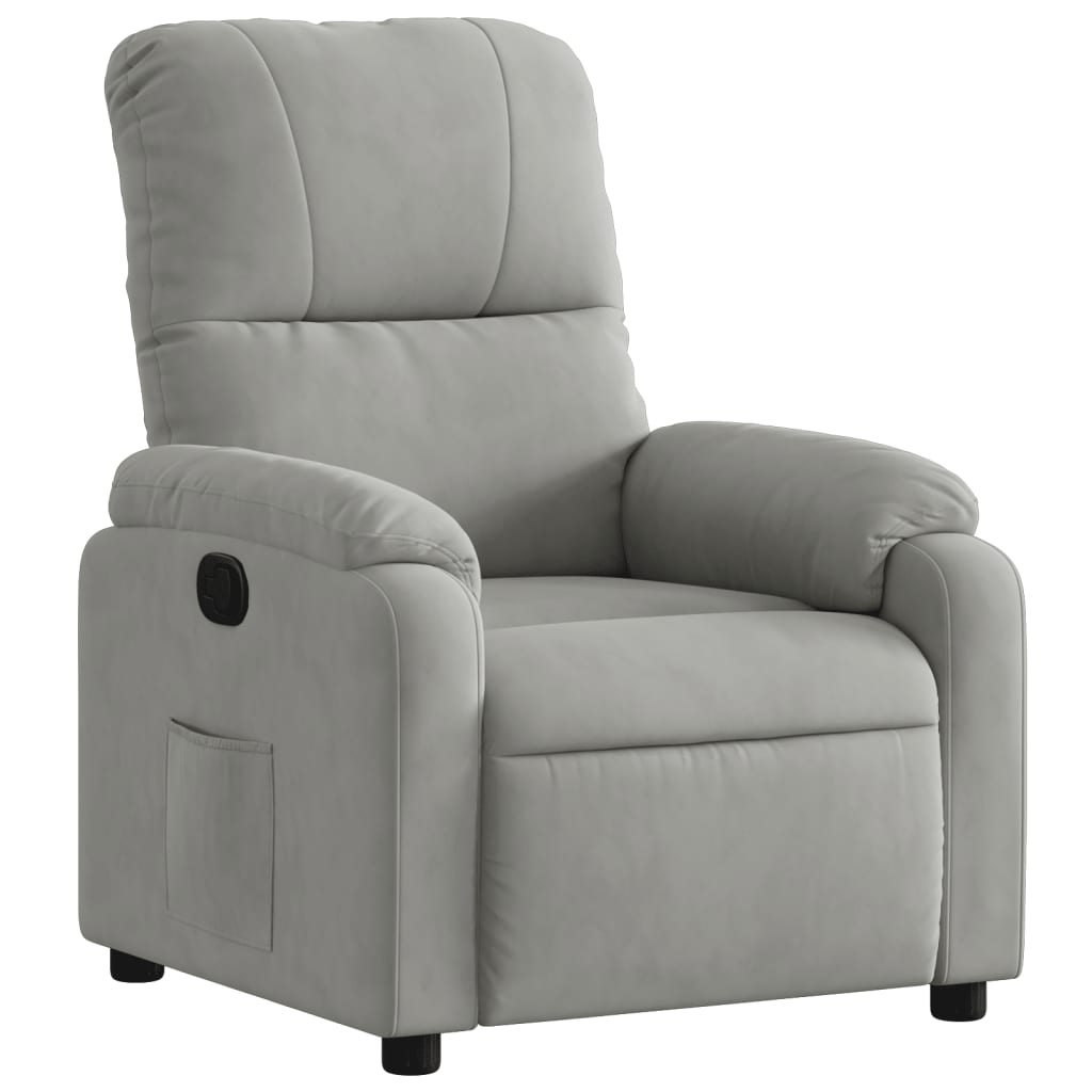 vidaXL Sillón reclinable tela de microfibra gris claro
