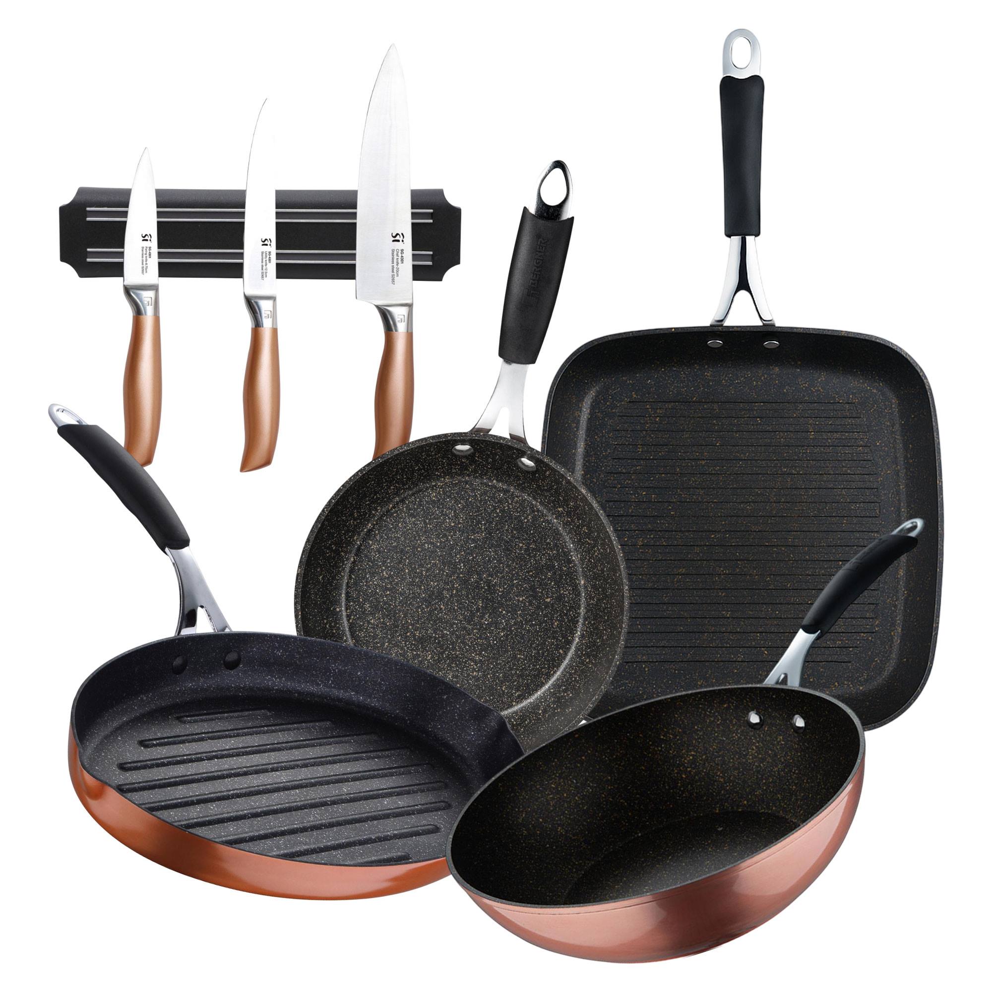 Sartenes y cacerolas en aluminio fundido color Negro Copper Bergner a elegir