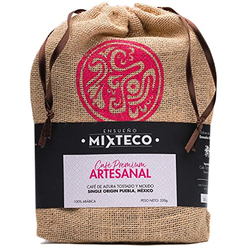 Ensueño Mixteco - Café Molido Arábica Tostado 250 g, con notas de Cacao y Almendra, Natural, Sabor Suave, Producción 100% Artesanal