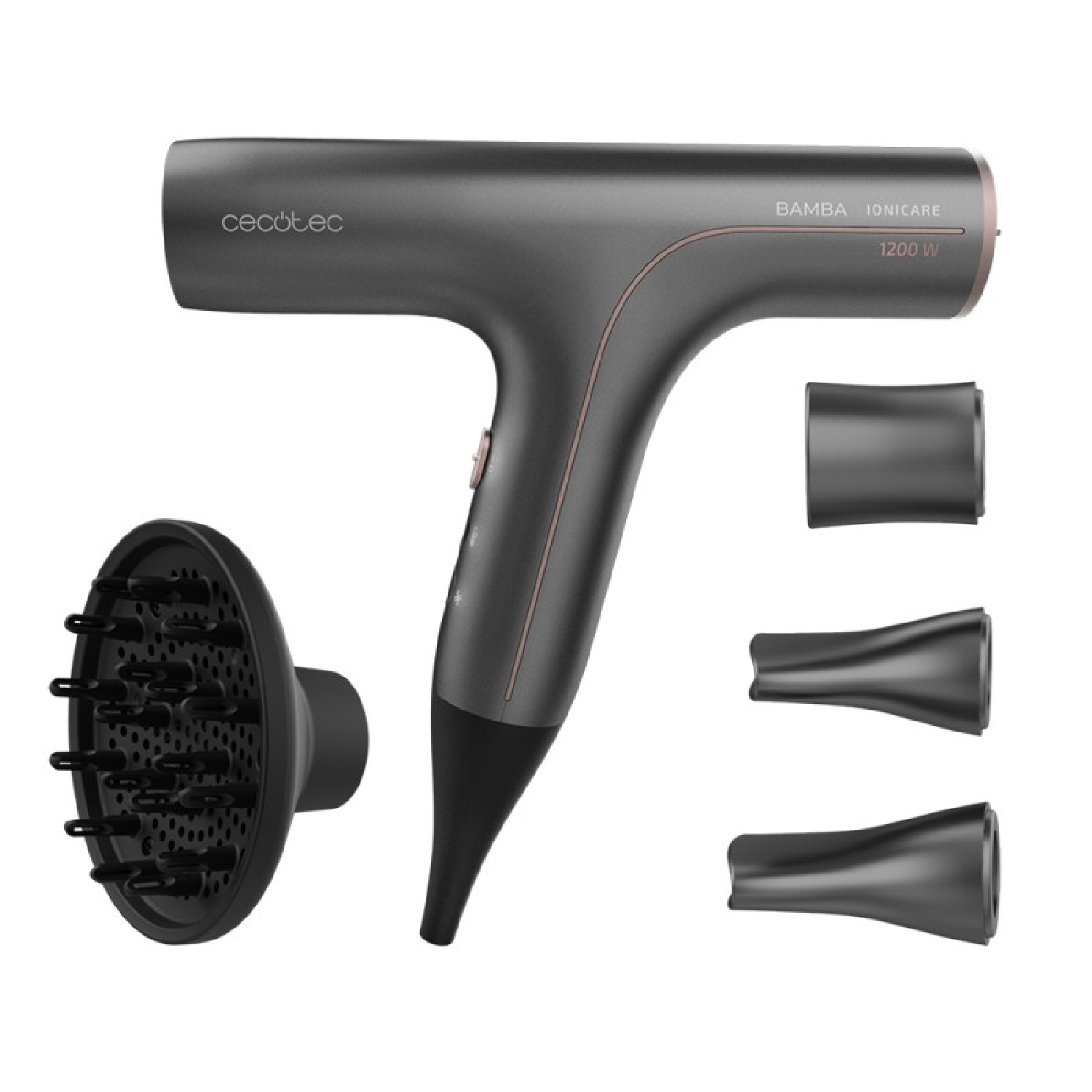 Cecotec Secador de pelo Ionico Bamba Ionicare 6000 RockStar Soft Pro. Motor Digital, Bajo Consumo, Iones Reales