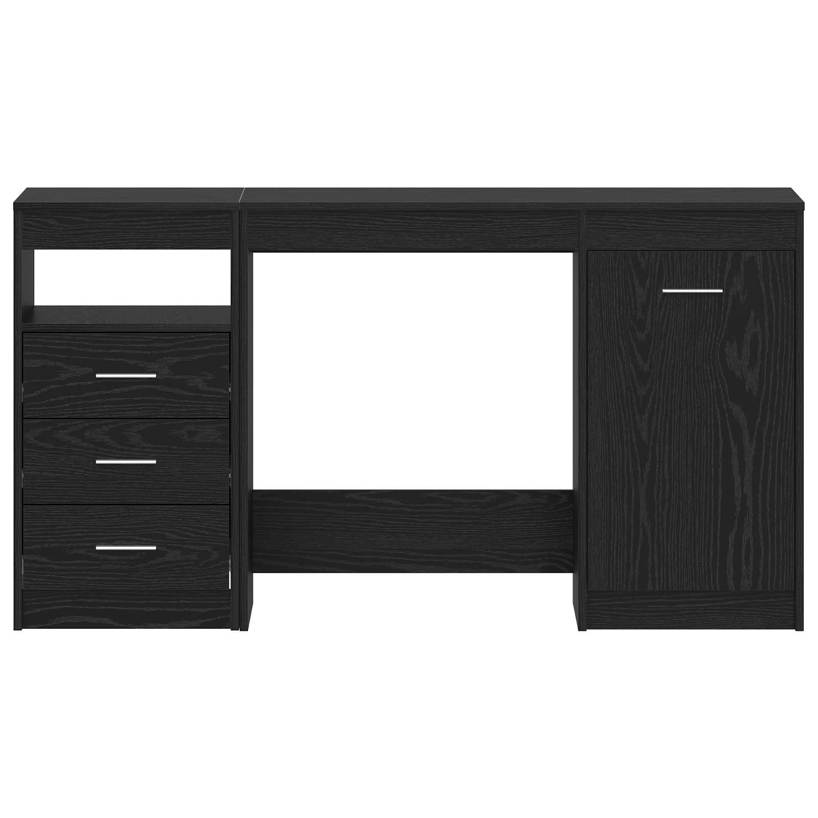 vidaXL Escritorio con cajón 2 pcs Roble Negro 140 x 50 x 76 cm