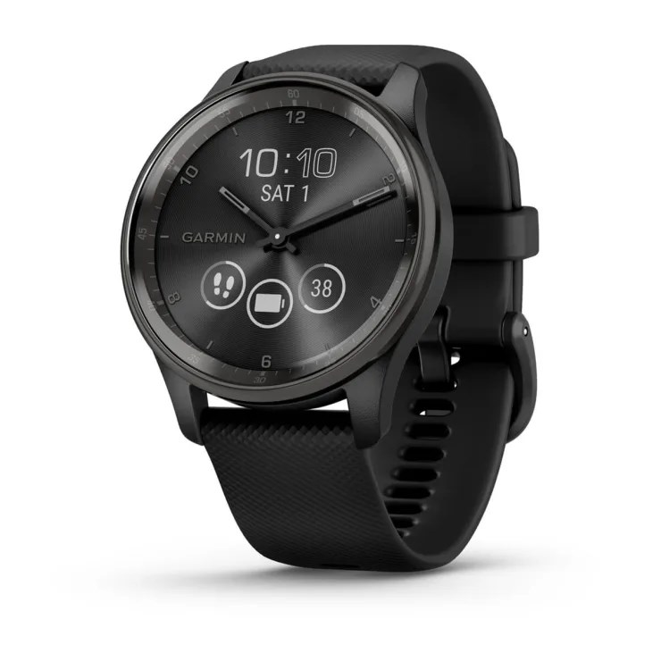 Garmin Vivomove Trend, Elegante Smartwatch Híbrido de 40 mm con Sofisticado Aspecto Analógico, Bisel de Acero Inoxidable y Funciones Inteligentes, Negro