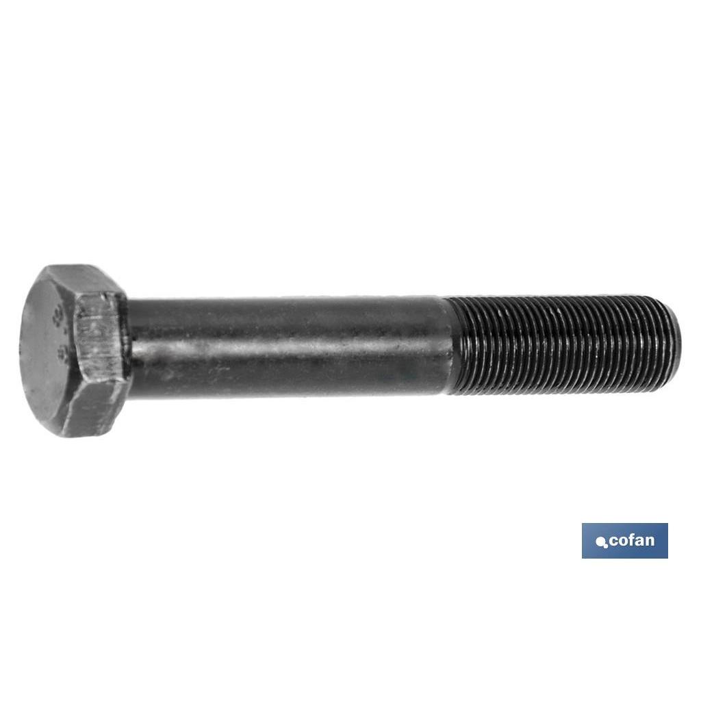 Tornillo Cofan Cabeza Hexagonal SAE (UNF-UNS) DIN-931, 1/2 Rosca Parcial, Clase 8.8, Color Negro