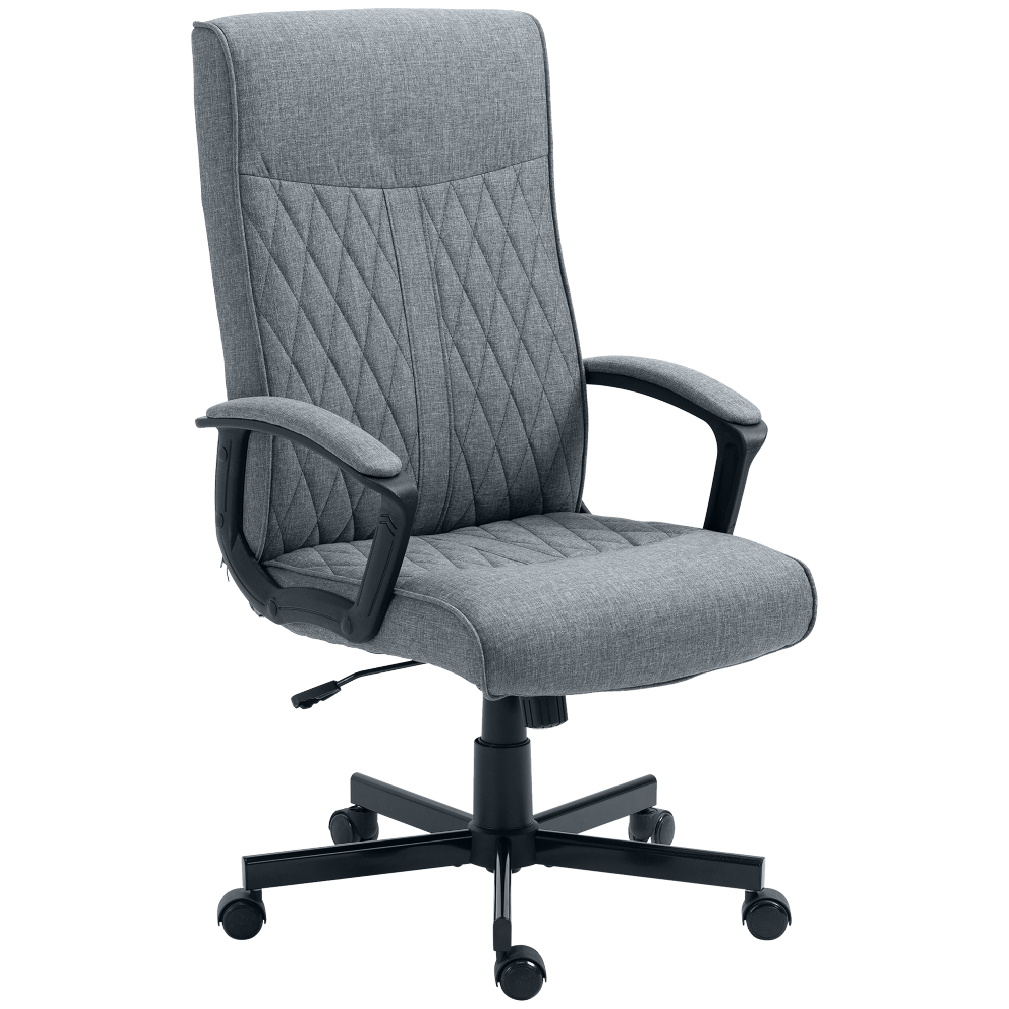 Vinsetto Silla de Oficina Giratoria Silla de Escritorio Basculante Tapizado en PU con Respaldo Alto y Altura Ajustable para Salón Oficina Carga 120 kg 65x72x102-112,5 cm Gris Oscuro