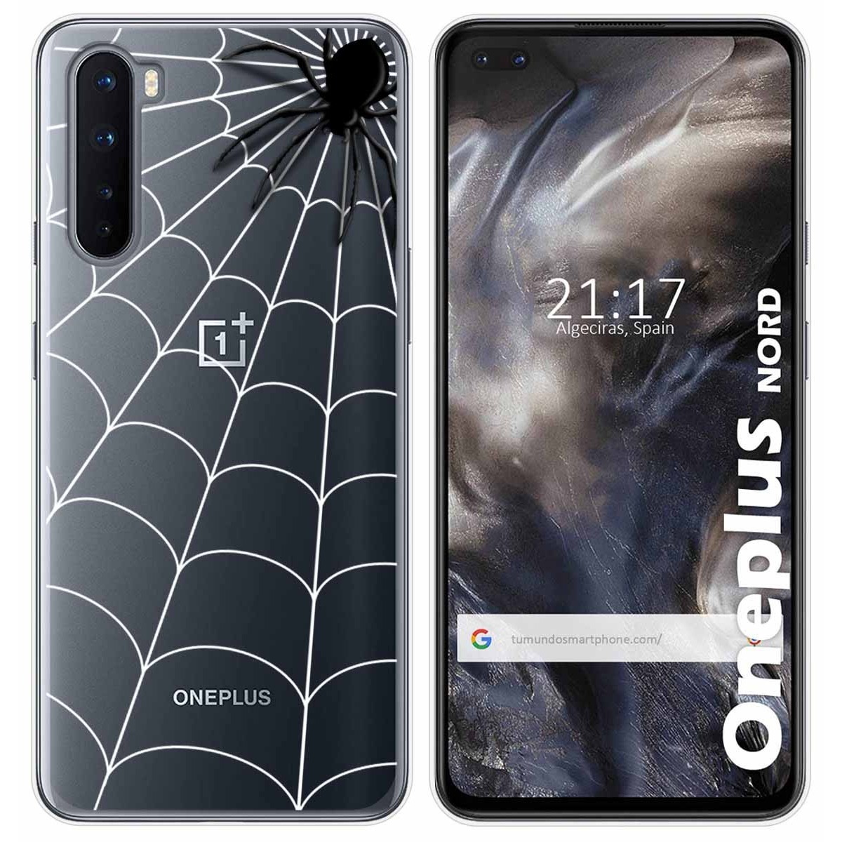 Tumundosmartphone Funda Gel Transparente para OnePlus Nord diseño Araña Dibujos