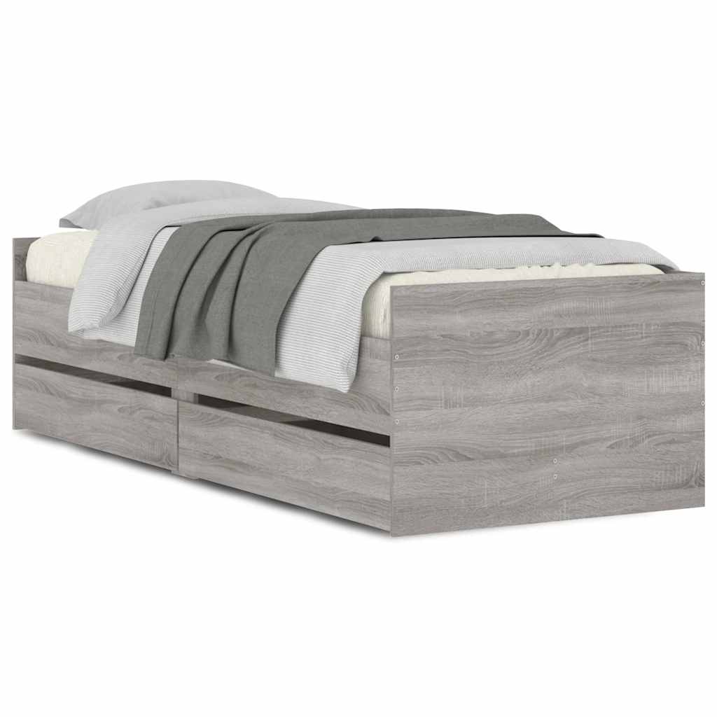 vidaXL Estructura de cama con cajones gris Sonoma 90x190 cm