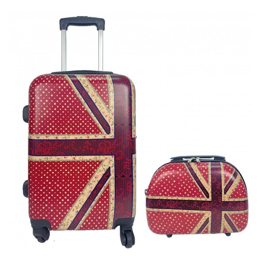 Maleta de Cabina Equipaje de Mano Trolley + Neceser Viaje avión rígida 4 Ruedas giratorias Inglaterra COSHANO
