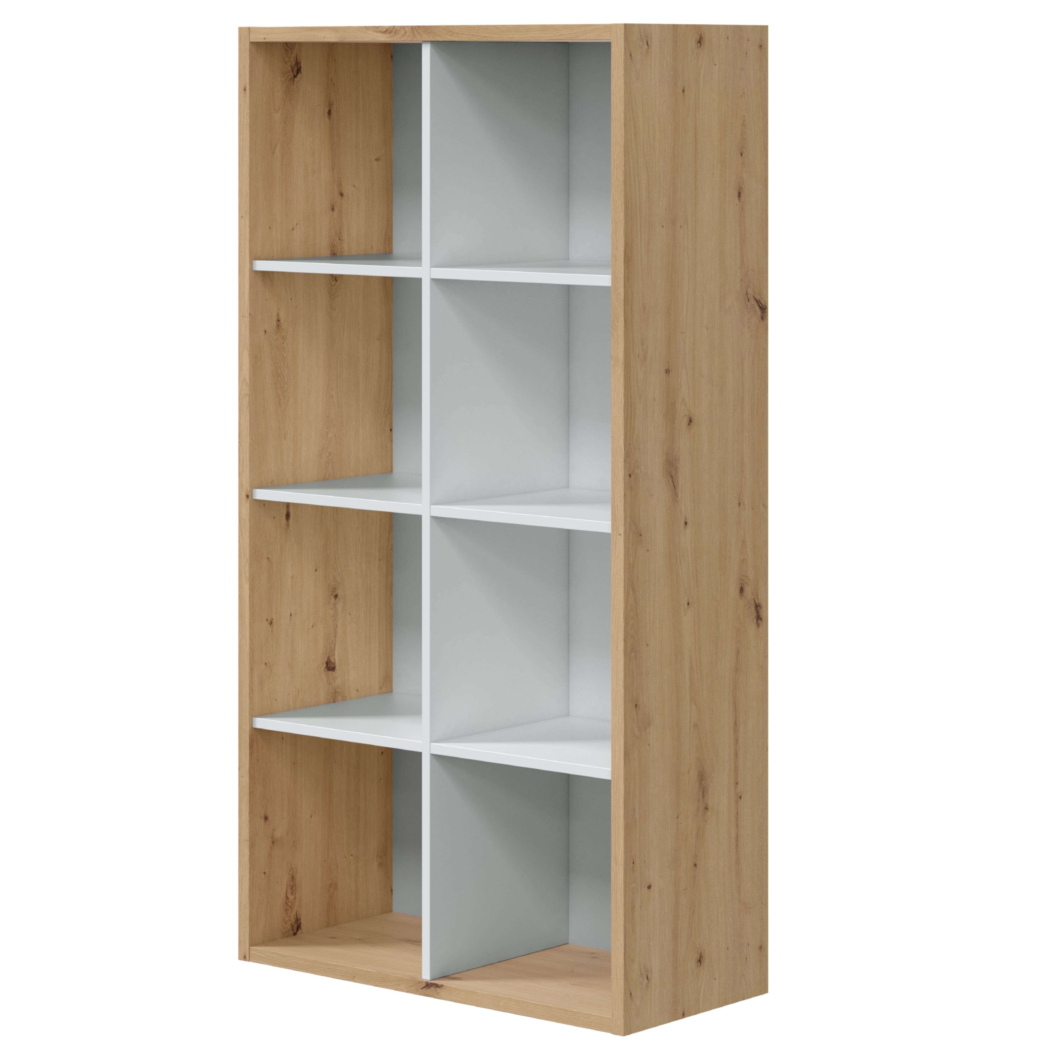 Miroytengo Estantería Noa con 8 huecos Color Roble Nodi y Blanco Artik Estilo Nórdico