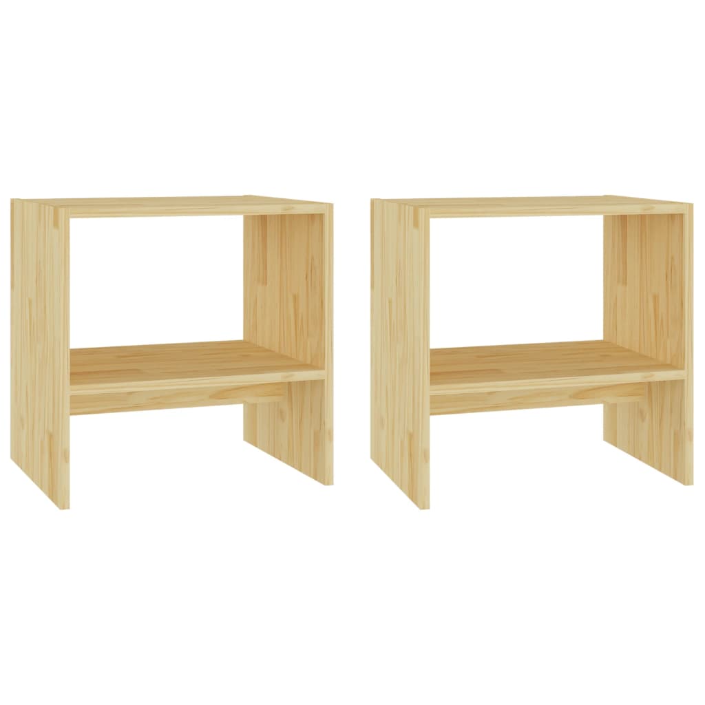 Vidaxl Mesitas de Noche 2 Unidades Madera Maciza Pino 40x30,5x40 Cm Natural, Blanco, Gris