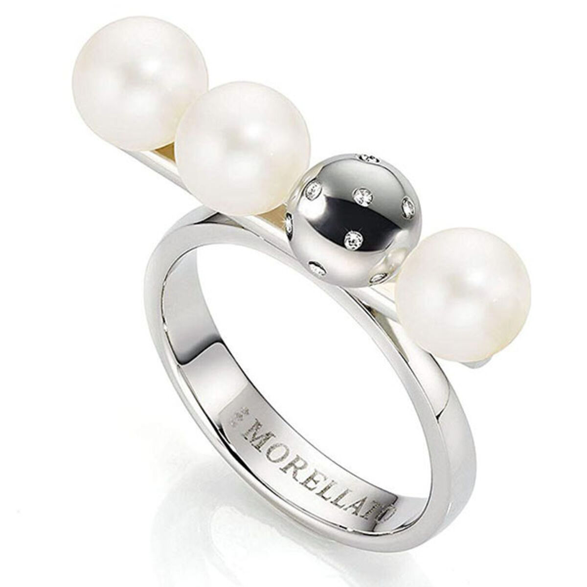 Morellato Anillo Sadx130 (14) - Acero, Perlas, Cristal - Plata, Blanco Size-16 Mujer