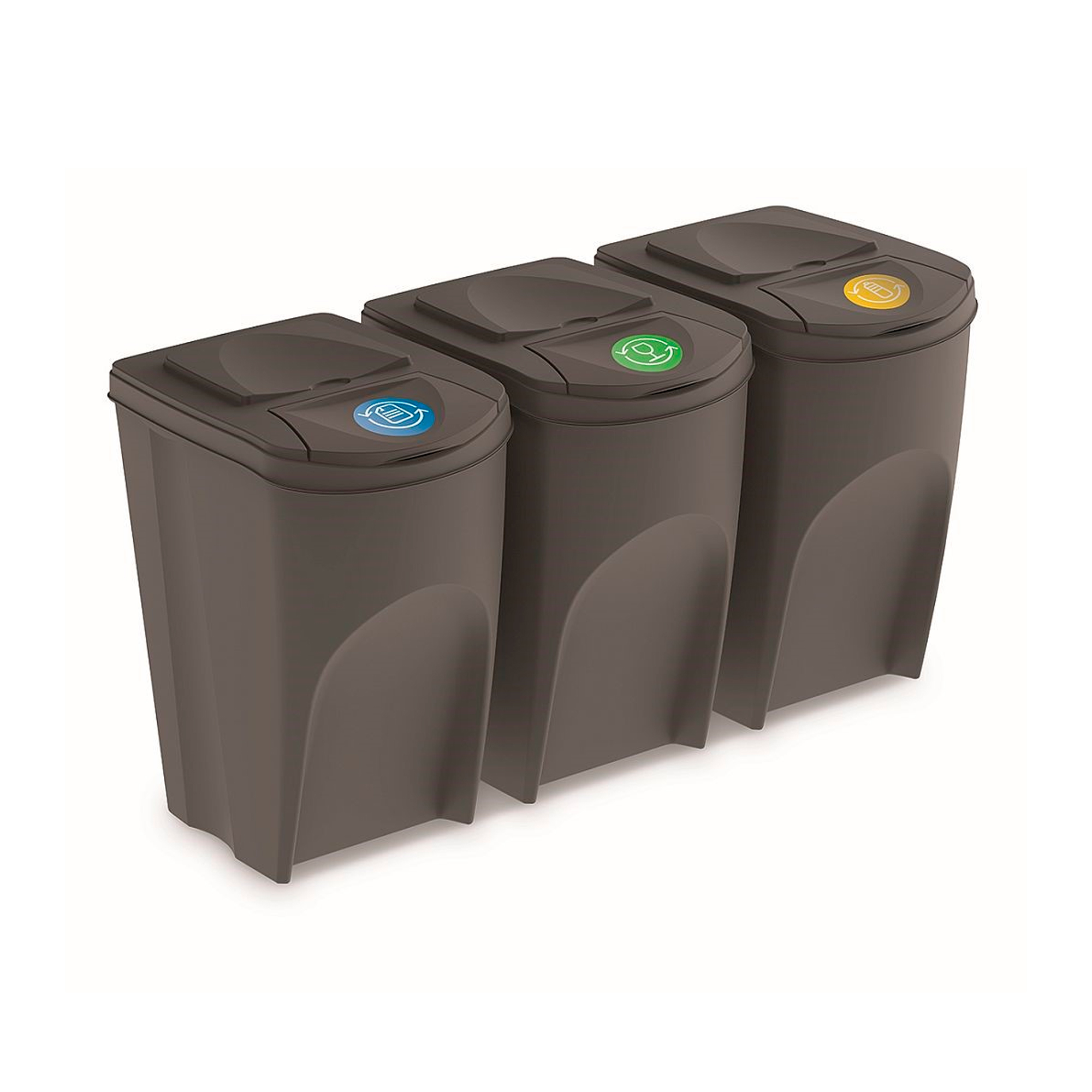 Prosperplast - Juego de 3 cubos de reciclaje 105L PROSPERPLAST Sortibox de plastico en color gris