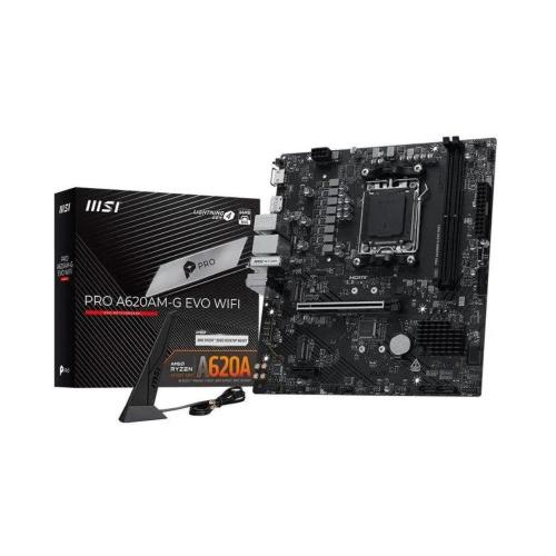 MSI Pro A620AM-G EVO - Placa Base WiFi, Micro-ATX, Compatible con procesadores AMD Ryzen 9000/8000/7000, AM5 - DDR5 Memory Boost (7200+ MT/s OC), 1 PCIe 4.0 x16, 2 x M.2 Gen4