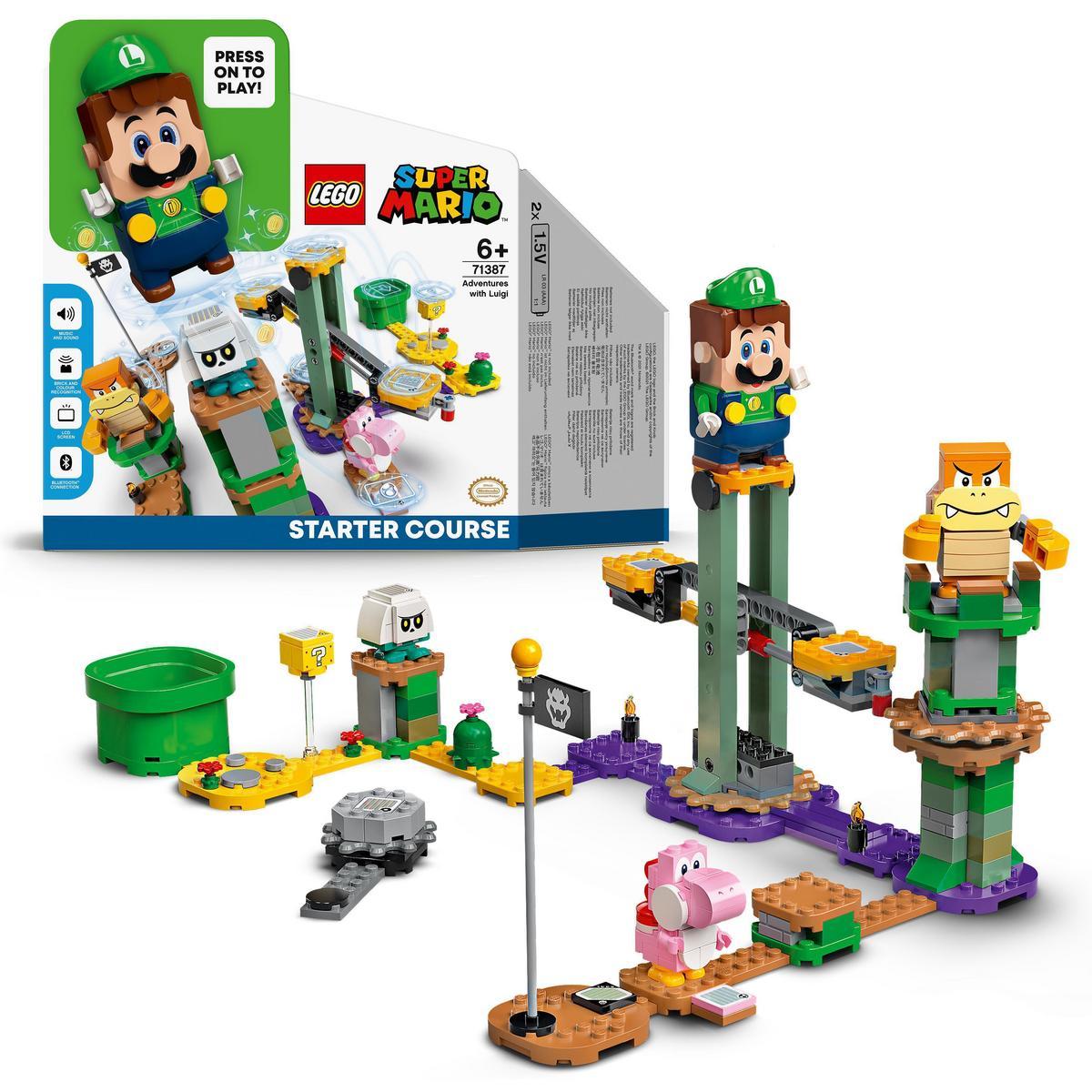 LEGO - Kit de construcción LEGO® Super Mario™ 71387 Pack Inicial: Aventuras con Luigi; juego de juguetes coleccionables para niños creativos (280 piezas)