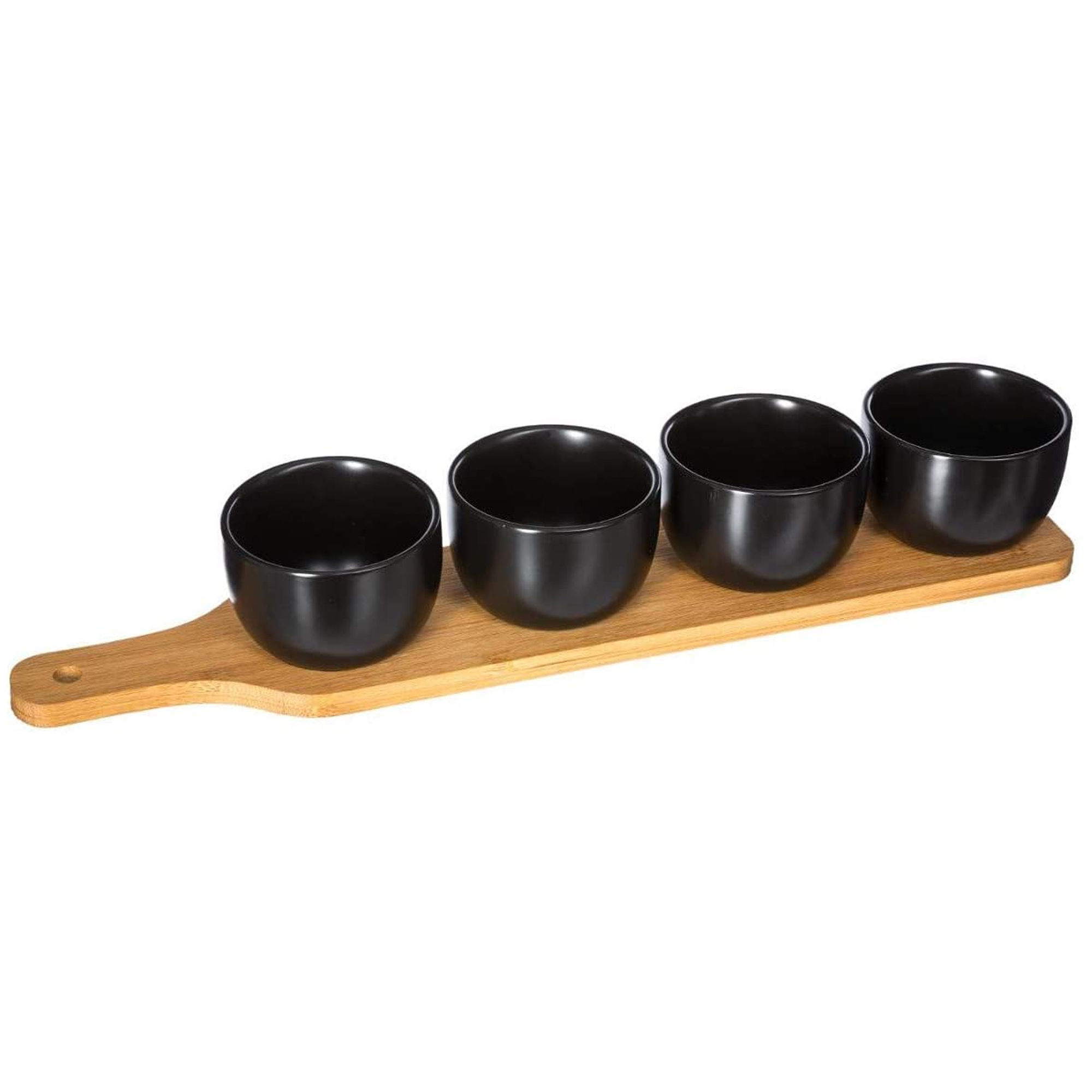 Set de cuencos para aperitivos en bandeja color negro| l. 41.2 x d. 8 x h. 6 cm