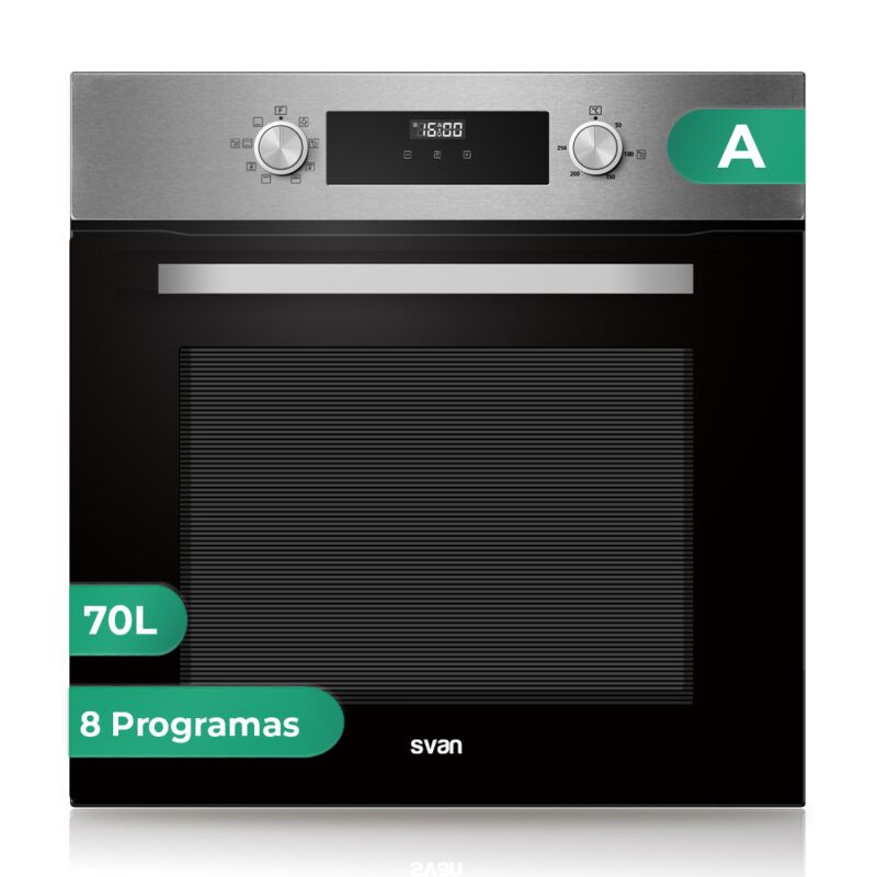 Horno Multifunción con Vapor Hidrolítico / Vapor SVAN SHM8700DX 59cm Inox 70L  | Guías Telescópicas, Clase A