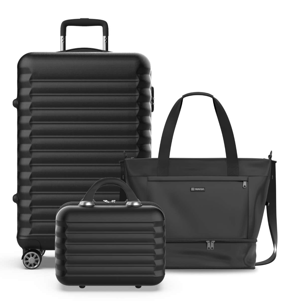 Numada Juego de Maletas Upfly Negro Maleta 63cm, Bolsa Viaje y Neceser 11L