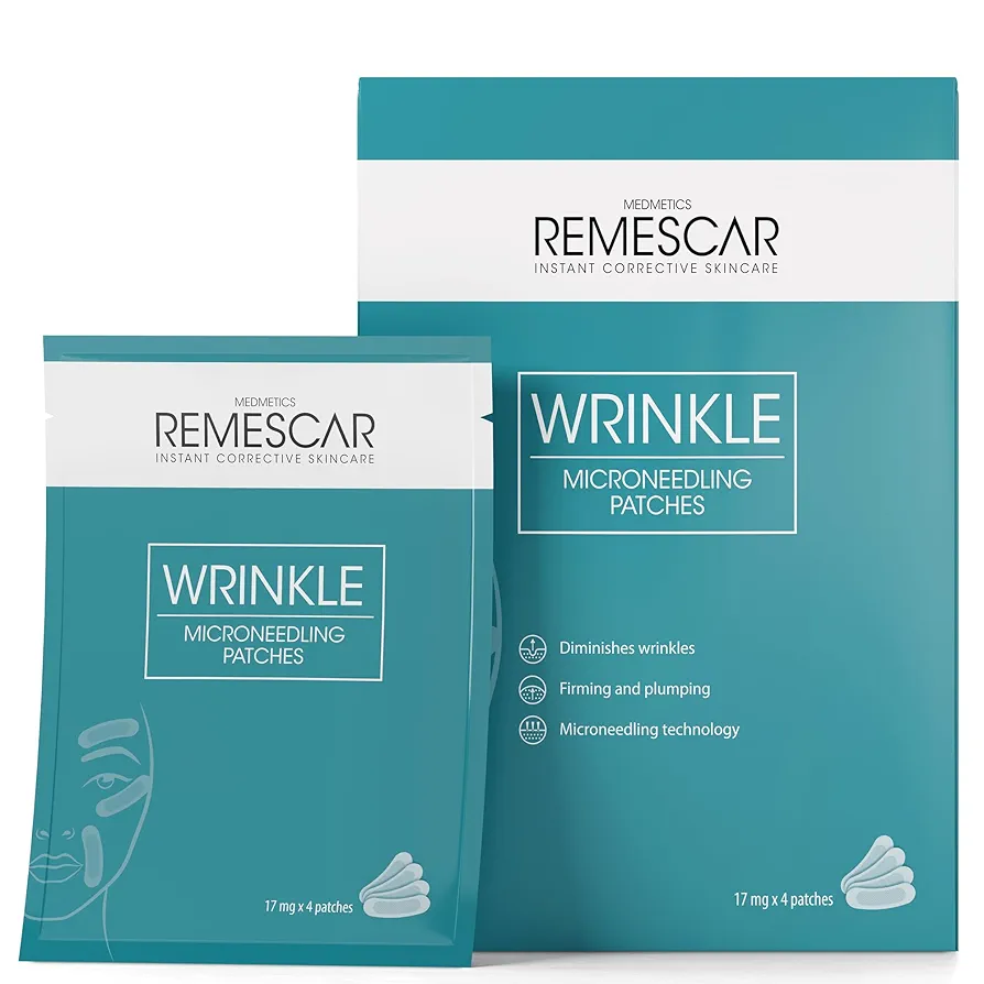 Remescar Parches Antiarrugas con Microagujas 1 Uso - Tratamiento Clínicamente Probado para Reducir Arrugas entre Cejas, Nariz y Boca - Reafirma y Rejuvenece la Piel Facial