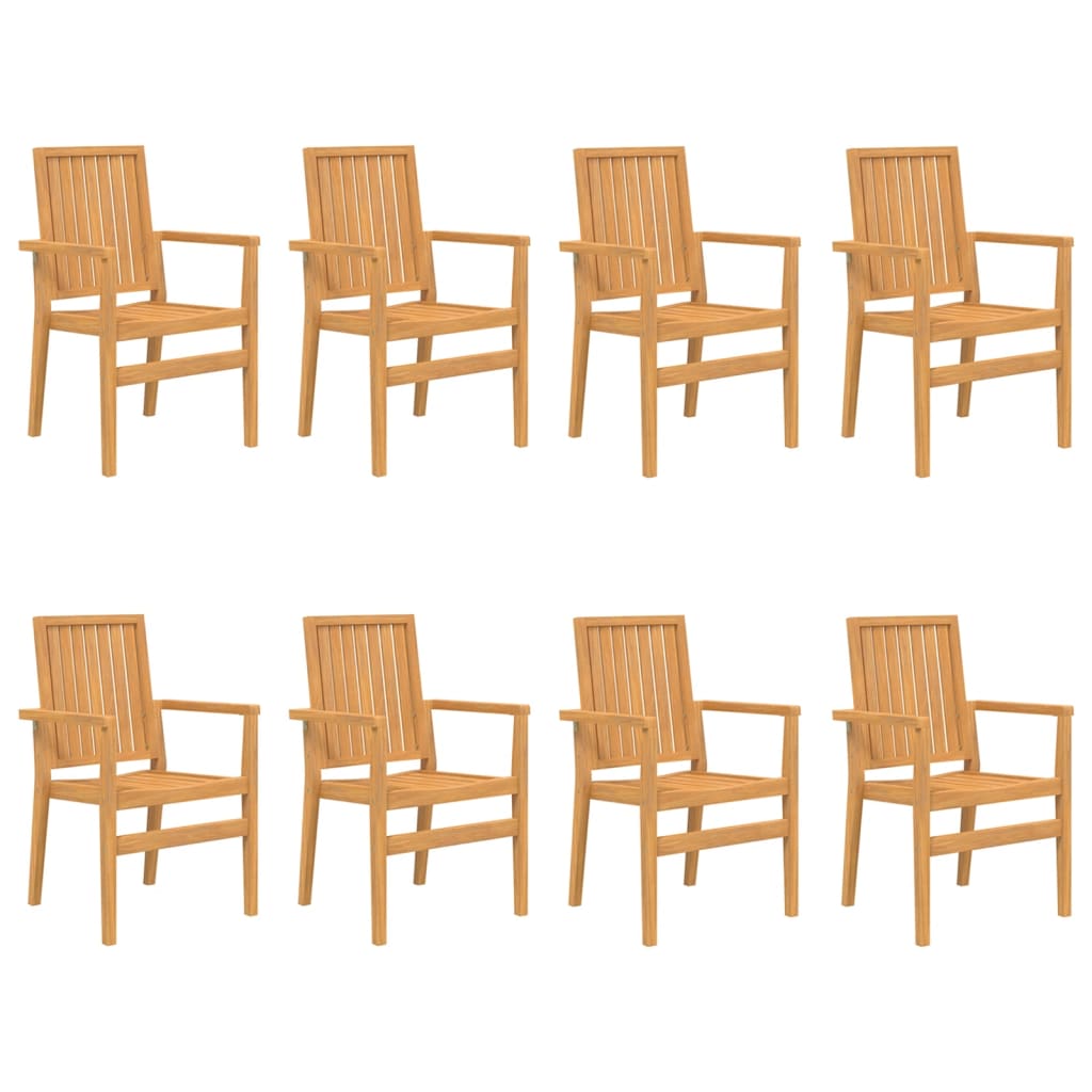 vidaXL Sillas de jardín apilables 8 uds madera de teca 56,5x57,5x91 cm